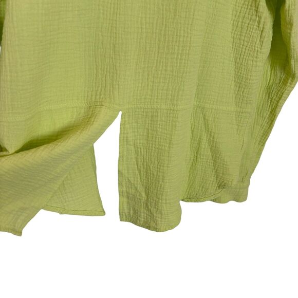 Lucky Brand Bright Green Button Down Long Sleeve Shirt Split Back Women's Small - Picture 4 of 6